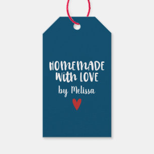 Personalized Navy Blue Homemade With Love Heart Gift Tags