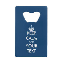 Personalized navy blue keep calm bottle opener