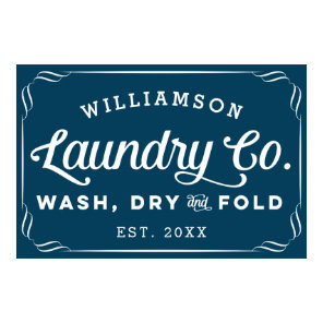 Personalized Navy Blue Laundry Wash Dry Fold Sign