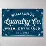 Personalized Navy Blue Laundry Wash Dry Fold Sign