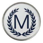 Personalized Navy Blue Laurel Wreath Monogram Golf Ball Marker at Zazzle