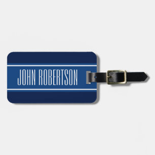 Personalized navy blue luggage tag elegant style