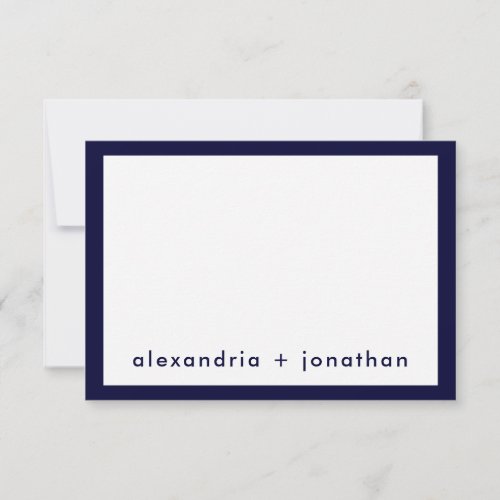 Personalized Navy Blue Minimal Wedding Thank You Note Card