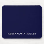 Personalized Navy Blue Minimalist Monogram Mouse Pad<br><div class="desc">Keep your workspace looking sleek and stylish with this personalized navy blue minimalist monogram mouse pad. The design features your name or initials in a simple white font on a solid navy blue background. The smooth fabric surface provides precise mouse movement and the non-slip rubber base ensures it stays in...</div>