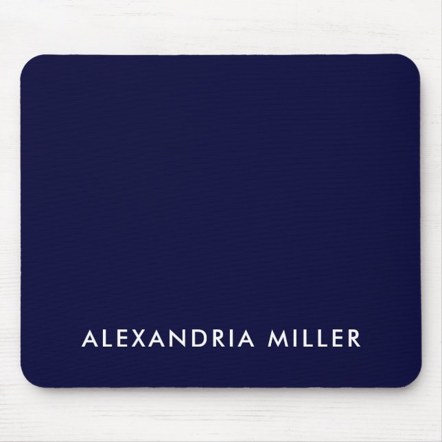 Personalized Navy Blue Minimalist Monogram Mouse Pad (Front)