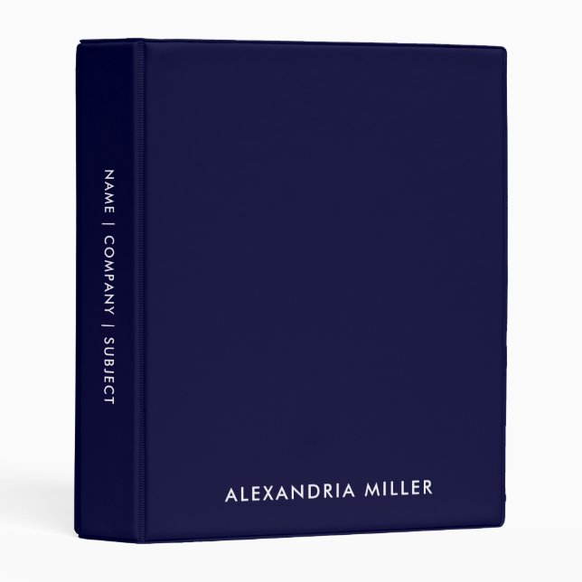 Personalized Navy Blue Modern Mini Binder (Front/Spine)
