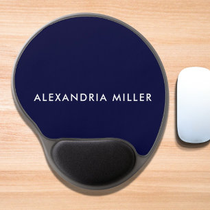 Personalized Navy Blue Modern Minimalist Gel Mouse Pad