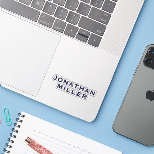 Personalized Navy Blue Modern Name Monogram Sticker
