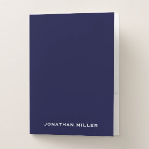 Personalized Navy Blue Monogram Classic Typography Pocket Folder