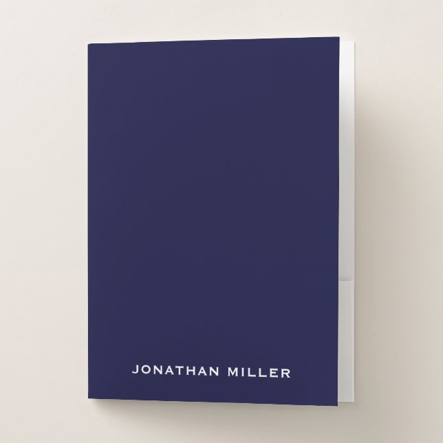 Personalized Navy Blue Monogram Classic Typography Pocket Folder (Front)