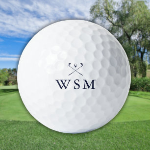 Personalized Navy Blue Monogram Golf Clubs Balls