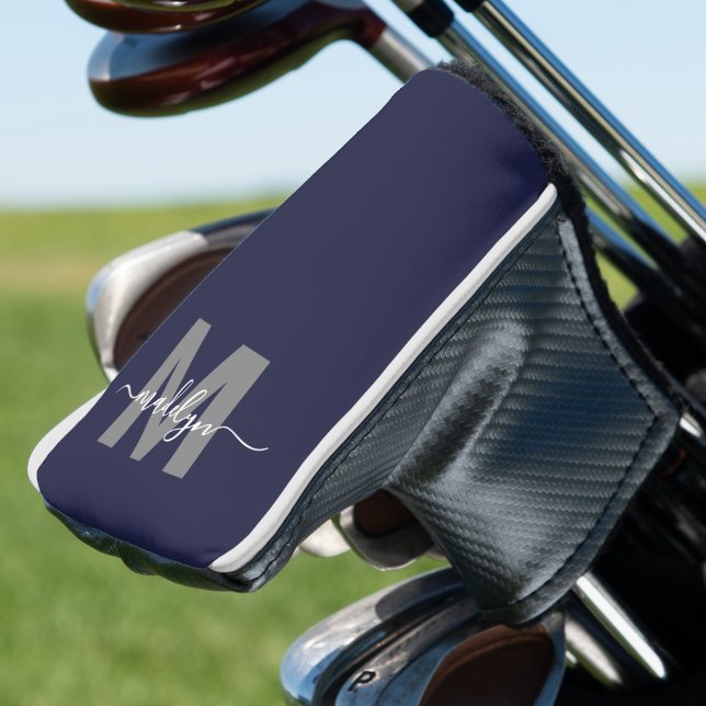 Personalized Navy Blue Monogram Golf Head Cover (Custom Navy Blue Monogram Golf Head Cover )