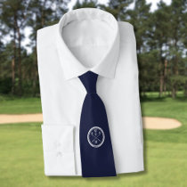 Personalized Navy Blue Monogram Initials Golf  Neck Tie