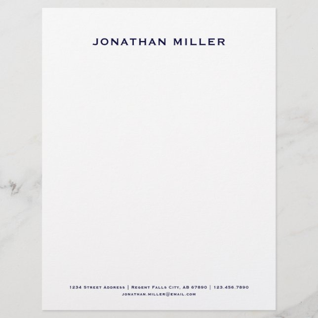 Personalized Navy Blue Monogram Letterhead (Front)