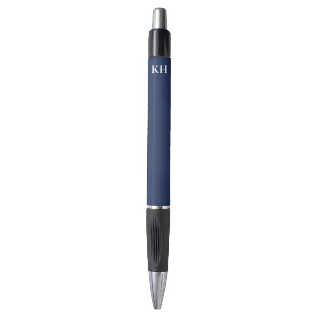 Personalized Navy Blue Monogram Writing Pen (Front Vertical)