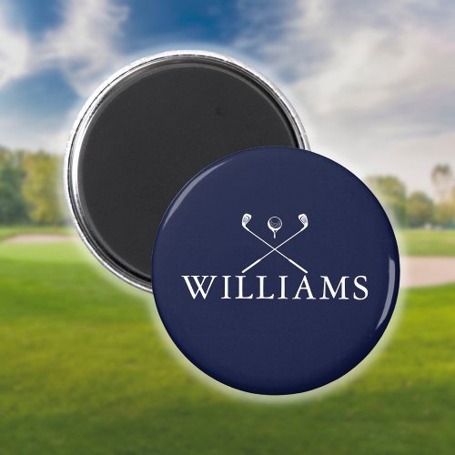 Personalized Navy Blue Name Golf Clubs Magnet