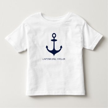 Personalized Navy Blue Nautical Anchor Toddler T-shirt by PersonalizationShop at Zazzle