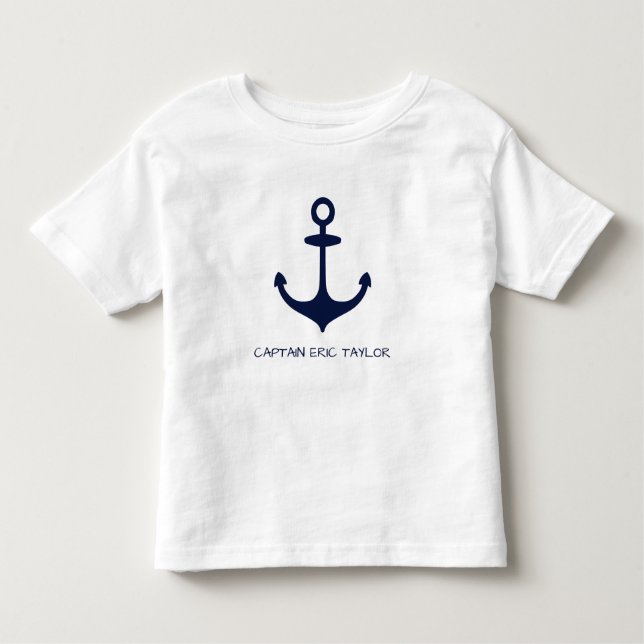 Personalized Navy Blue Nautical Anchor Toddler T-shirt (Front)