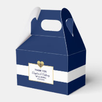 Personalized Navy Blue Nautical Heart Wedding Favor Boxes