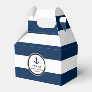 Personalized Navy Blue Nautical Wedding Favor Boxes