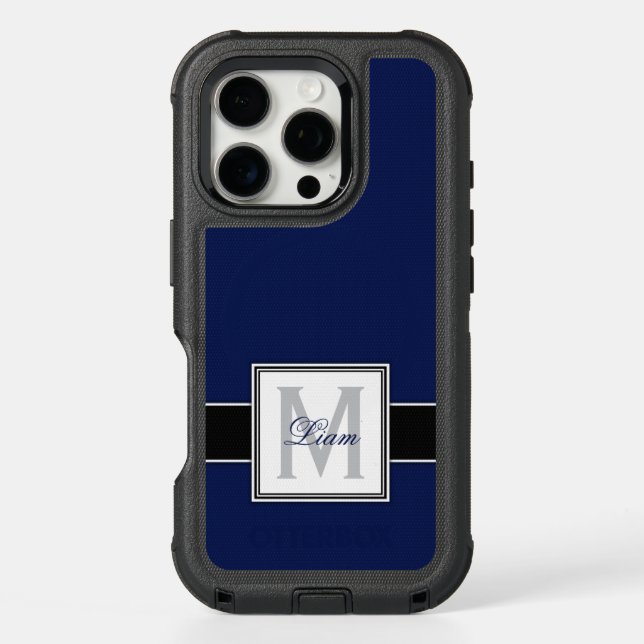 Personalized Navy Blue OtterBox iPhone Case (Back)