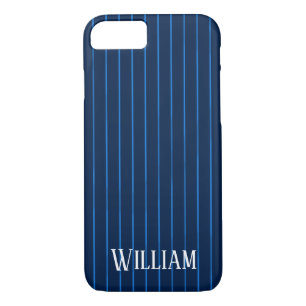 Personalized navy blue pinstripes iPhone 8/7 case