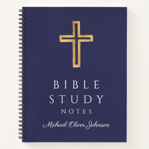 Personalized Navy Blue Religious Cross Notebook