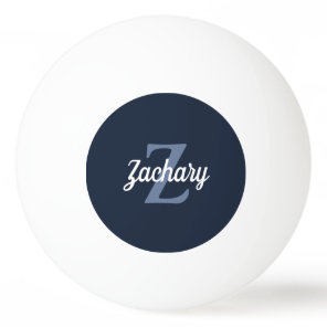 Personalized Navy Blue Retro Monogram Ping Pong Ball