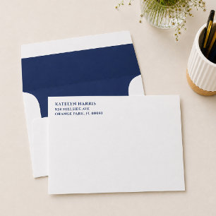 Personalized Navy Blue Return Address Envelope