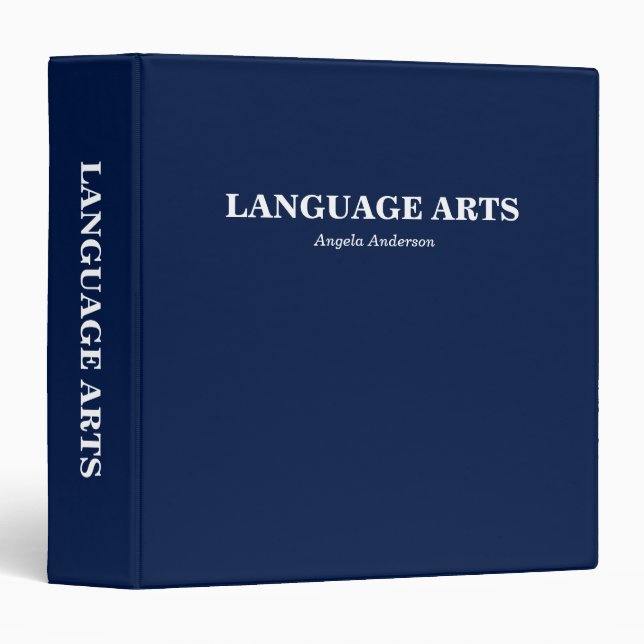 Personalized Navy Blue School Subject 3 Ring Binder (Front/Spine)