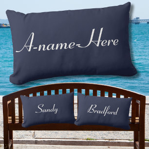 Personalized navy blue solid pillow & white name