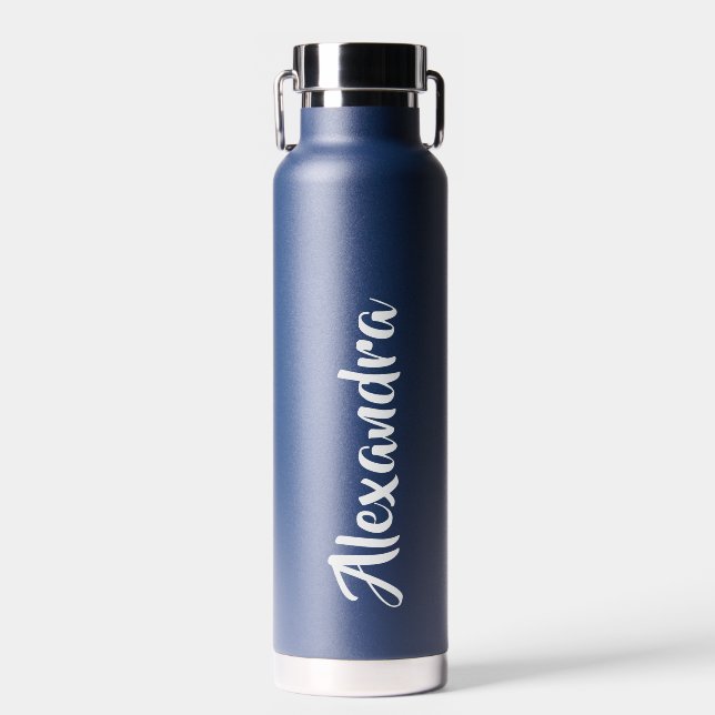 Personalized Navy Blue Stainless Steel   Water Bottle (Front)