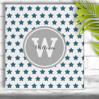 Personalized Navy Blue Stars 3 Ring Binder