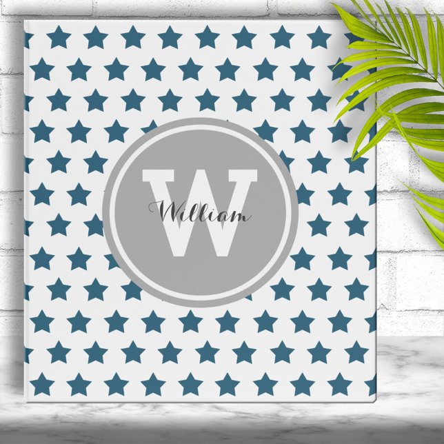 Personalized Navy Blue Stars 3 Ring Binder (Creator Uploaded)