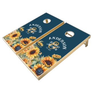 Personalized Navy Blue Sunflower Wedding Theme