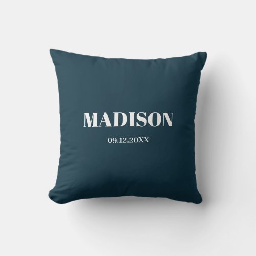 Personalized Navy Blue  Throw Pillow