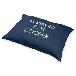 Personalized navy blue white custom name text dog pet bed