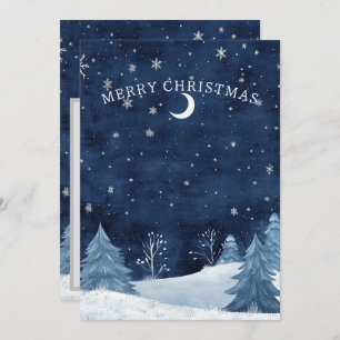 Personalized Navy Blue Winter Midnight Christmas Holiday Card