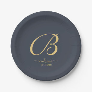 Personalized Navy Christmas Paper Plate