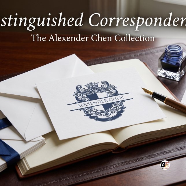 Personalized Navy Coat of Arms Crest Note Card (#foryou)