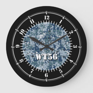 Personalized Navy Digital Camouflage on a Large Clock