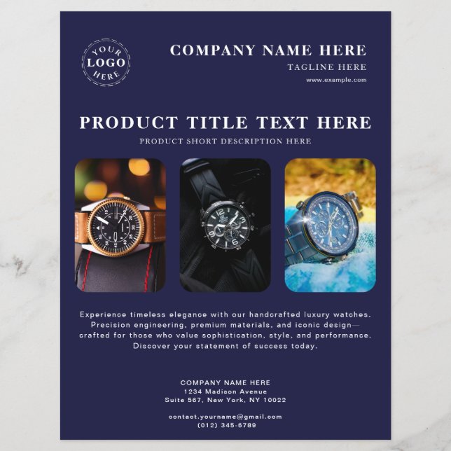 Personalized Navy Flyer for Product Promotions (Front)