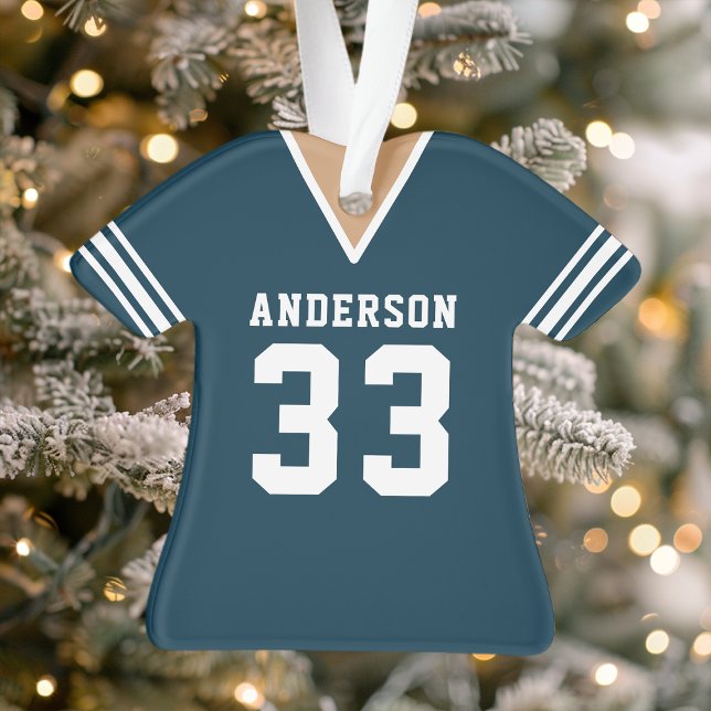 Personalized Navy Football Jersey Ornament (Creator Uploaded)