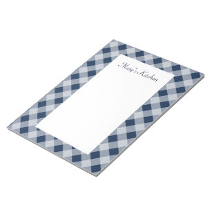 Personalized Navy Gingham Notepad