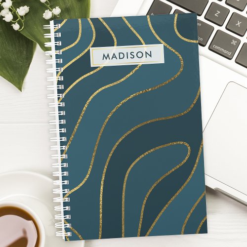 Personalized Navy &Amp;Amp; Gold Abstract Planner