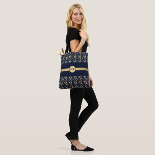 Personalized Navy & Gold Abstract Tote Bag