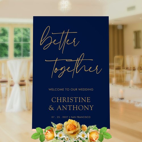 Personalized Navy  Gold Better Together Wedding Acrylic Sign