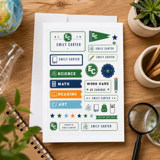 Personalized Navy Green Science School Cover