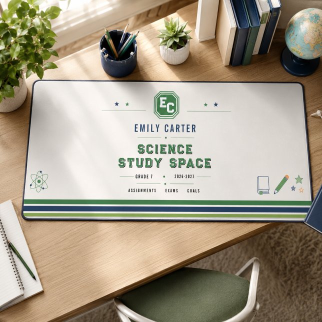Personalized Navy Green Science School Cover Desk Mat (Personalized Navy Green Science School Cover Desk Mat
)