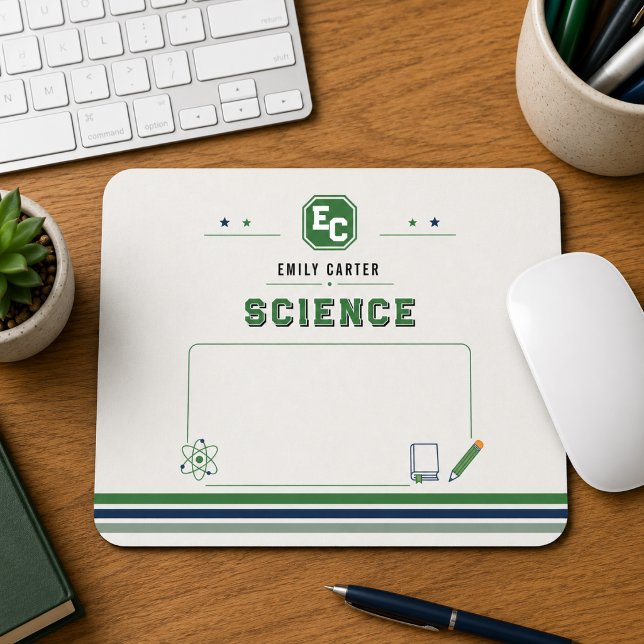 Personalized Navy Green Science School Cover Mouse Pad (Personalized Navy Green Science School Cover Mouse Pad
)